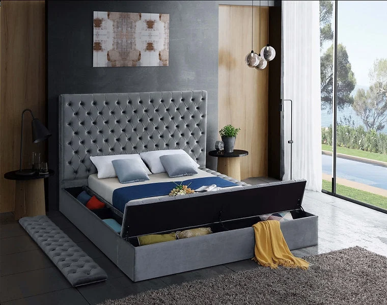Velvet Fabric Storage Bed IF-5792 - Image 12